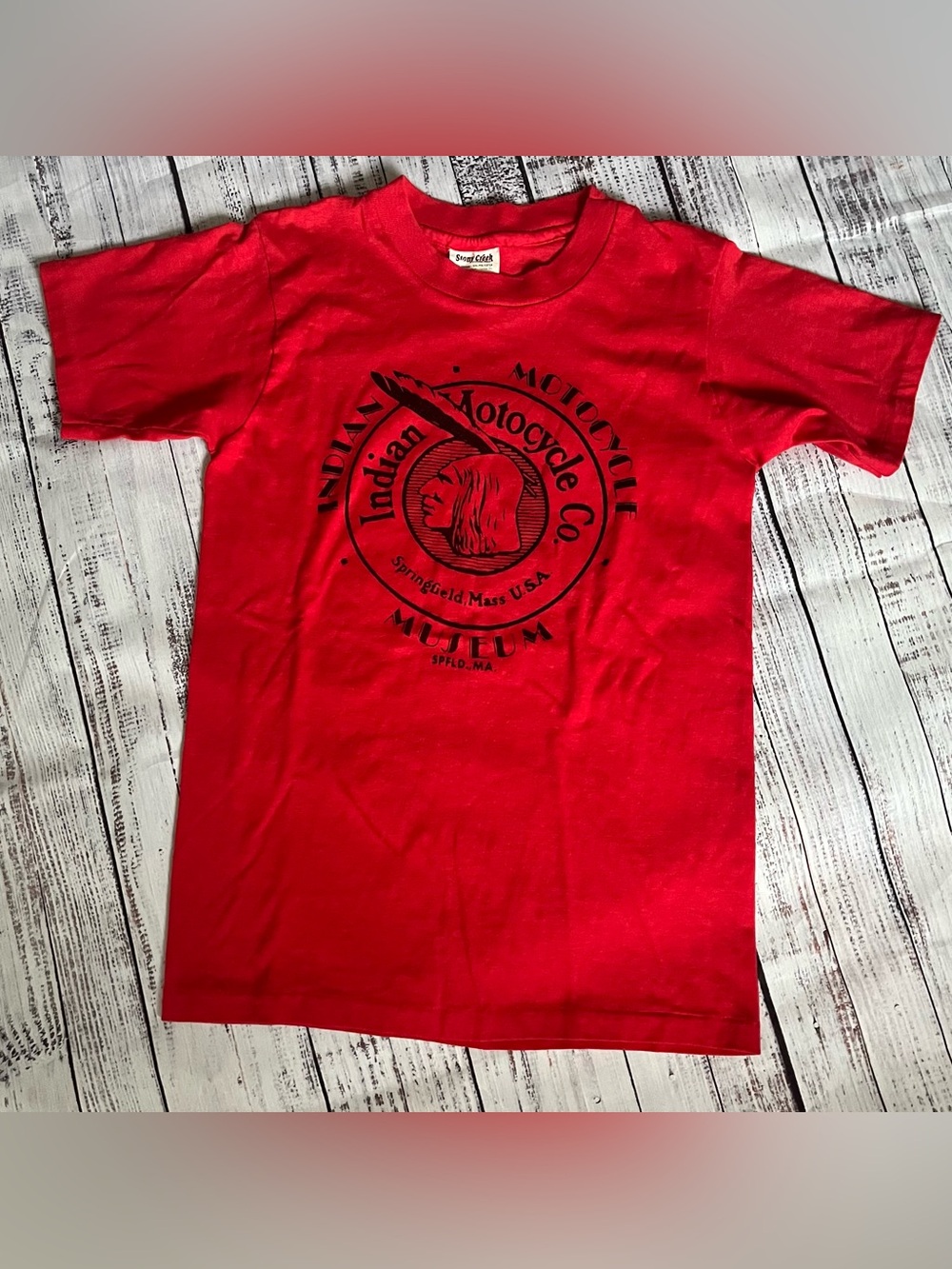 Rare Vintage Indian Motorcycle Museum Shirt Mens S Red Springfield Mass 80s